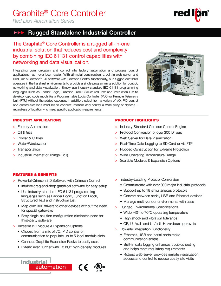First Page Image of Graphite Core Controller Data Sheet.pdf